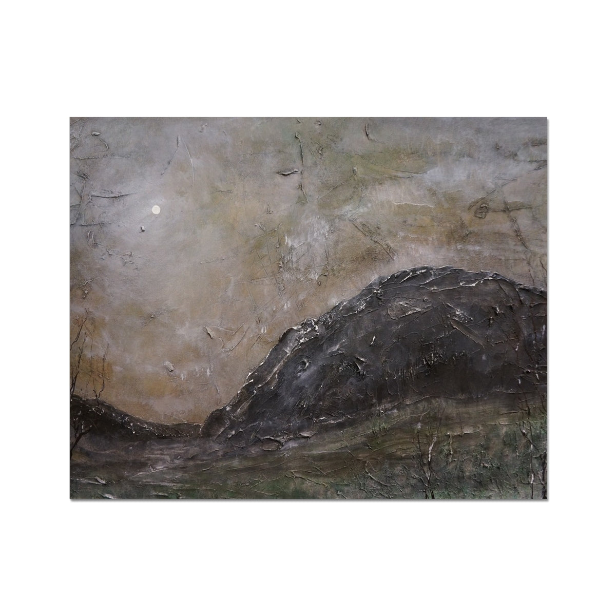 Glen Nevis Moonlight gray abstract print with textured earth tones