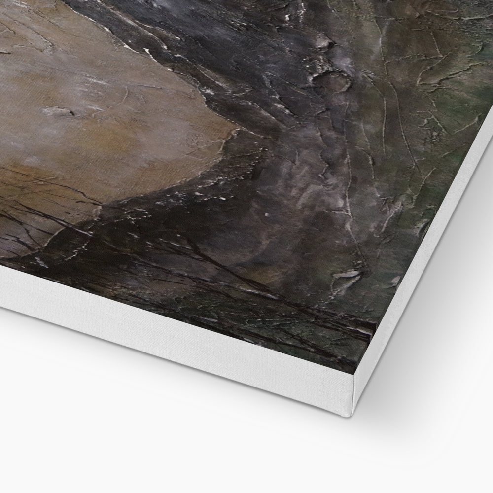 Glen Nevis Moonlight black marble canvas print in silver frame