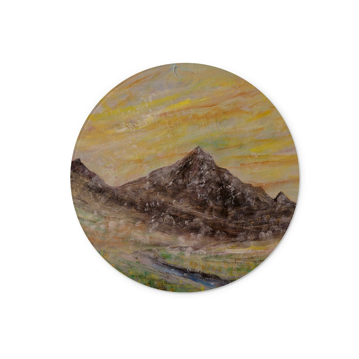Glen Rosa Arran glass chopping board with mountain range painting