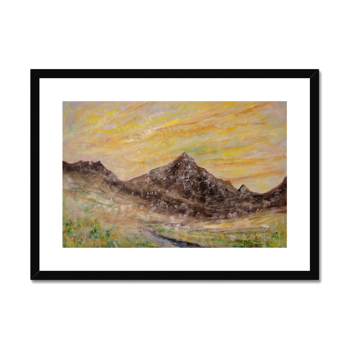 Glen Rosa Mist black framed mountain landscape art print