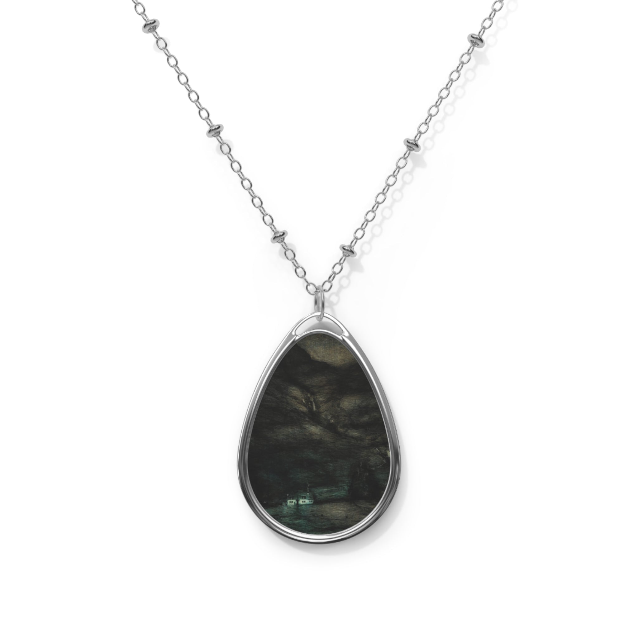 Glencoe Cottage Moonlight | Scottish Art Jewellery | Necklace - Gallery Scotland - Free Shipping Worldwide