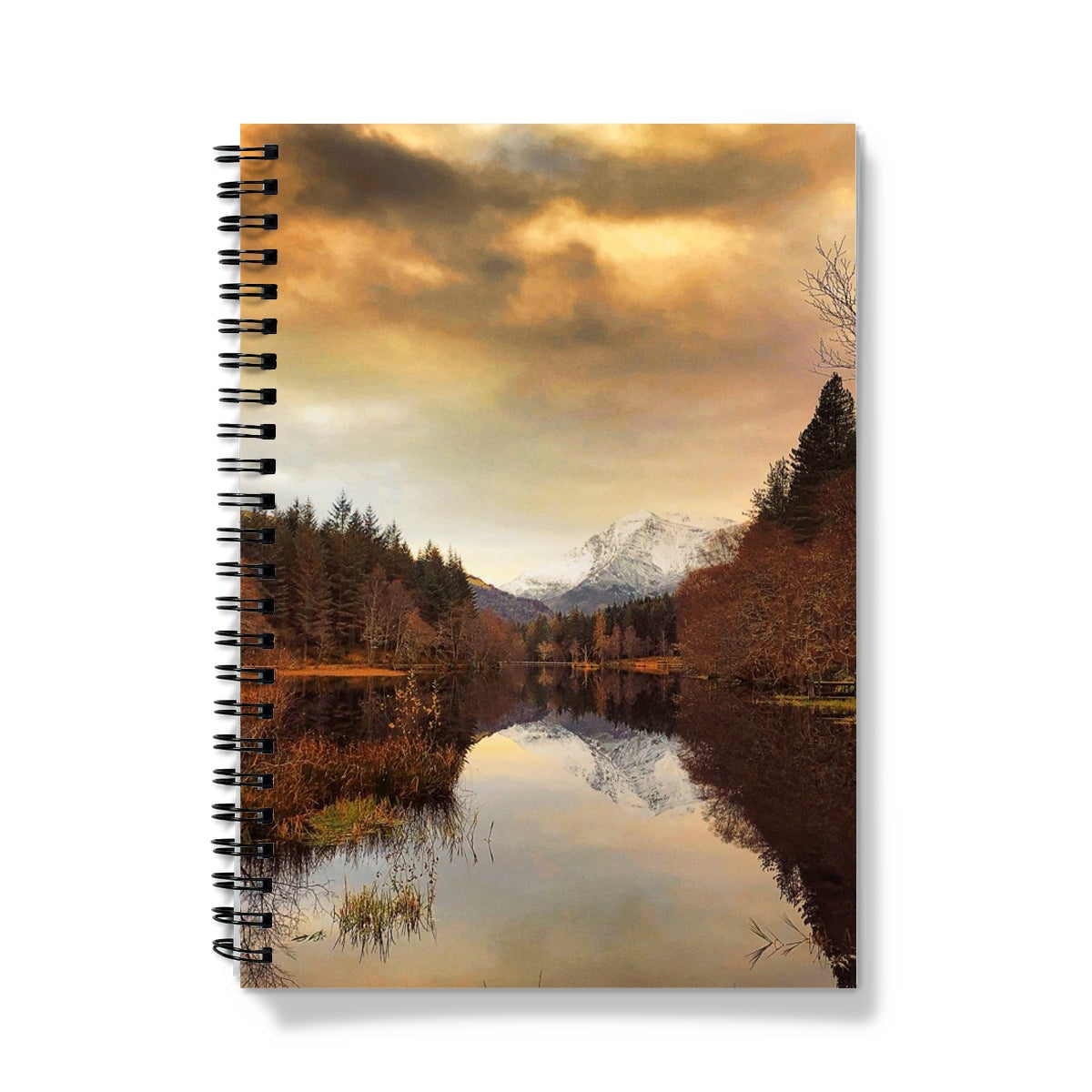 Glencoe Lochan Dusk spiral-bound notebook with dusk mountain and tree cover