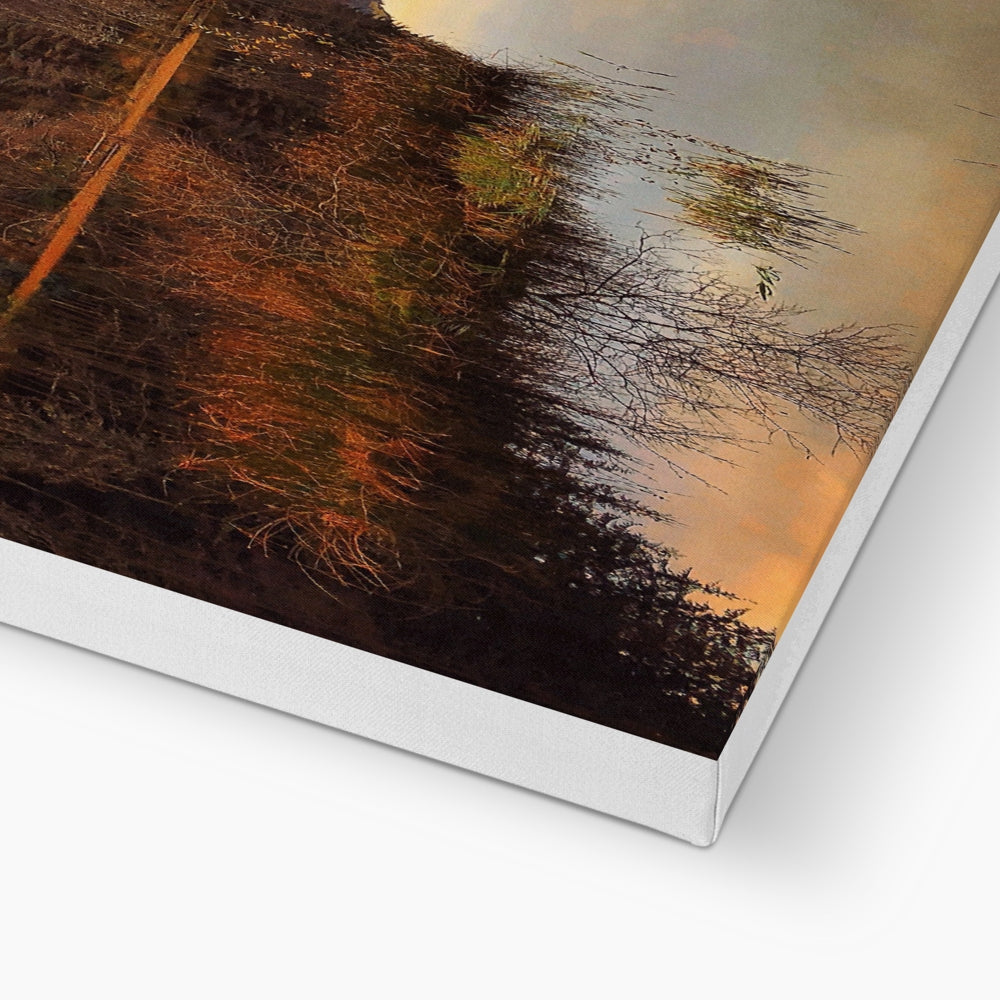 Glencoe Lochan Dusk canvas print: sunset over water with trees