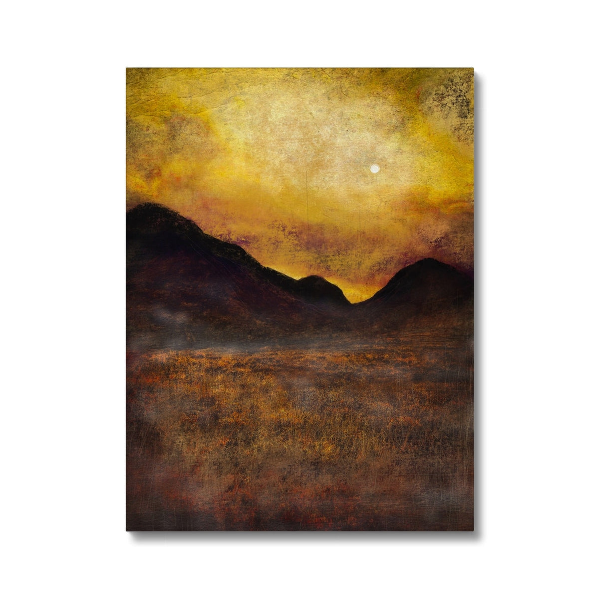 Abstract mountain landscape painting at sunset on Glencoe Moonlight Canvas
