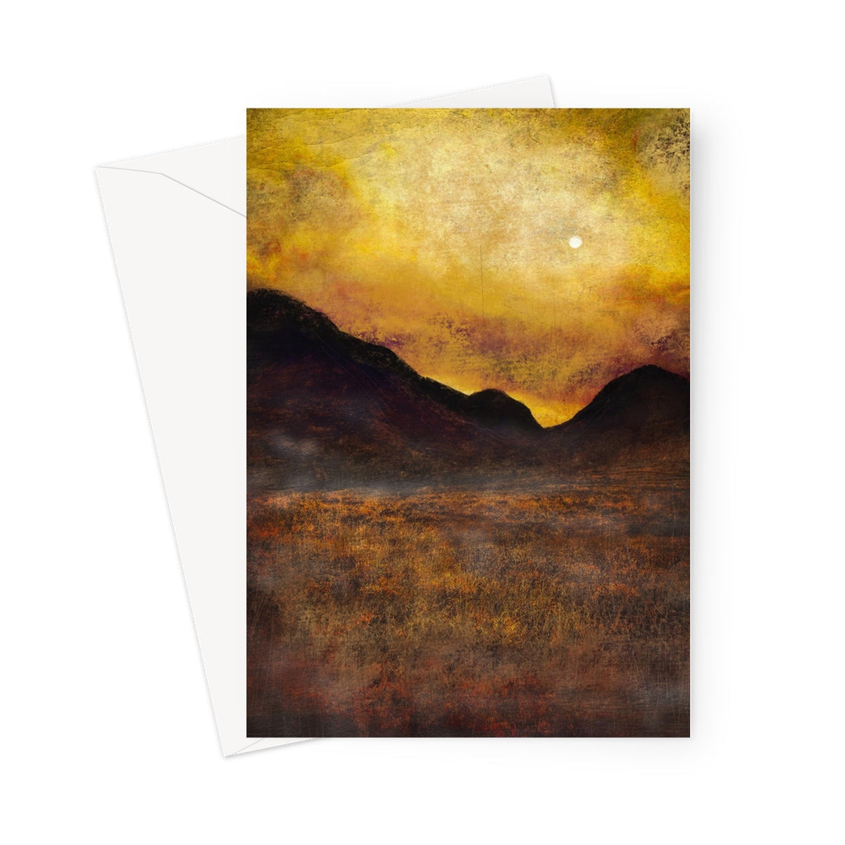 Glencoe Moonlight Greeting Card: Yellow and Brown Abstract Landscape with Texture