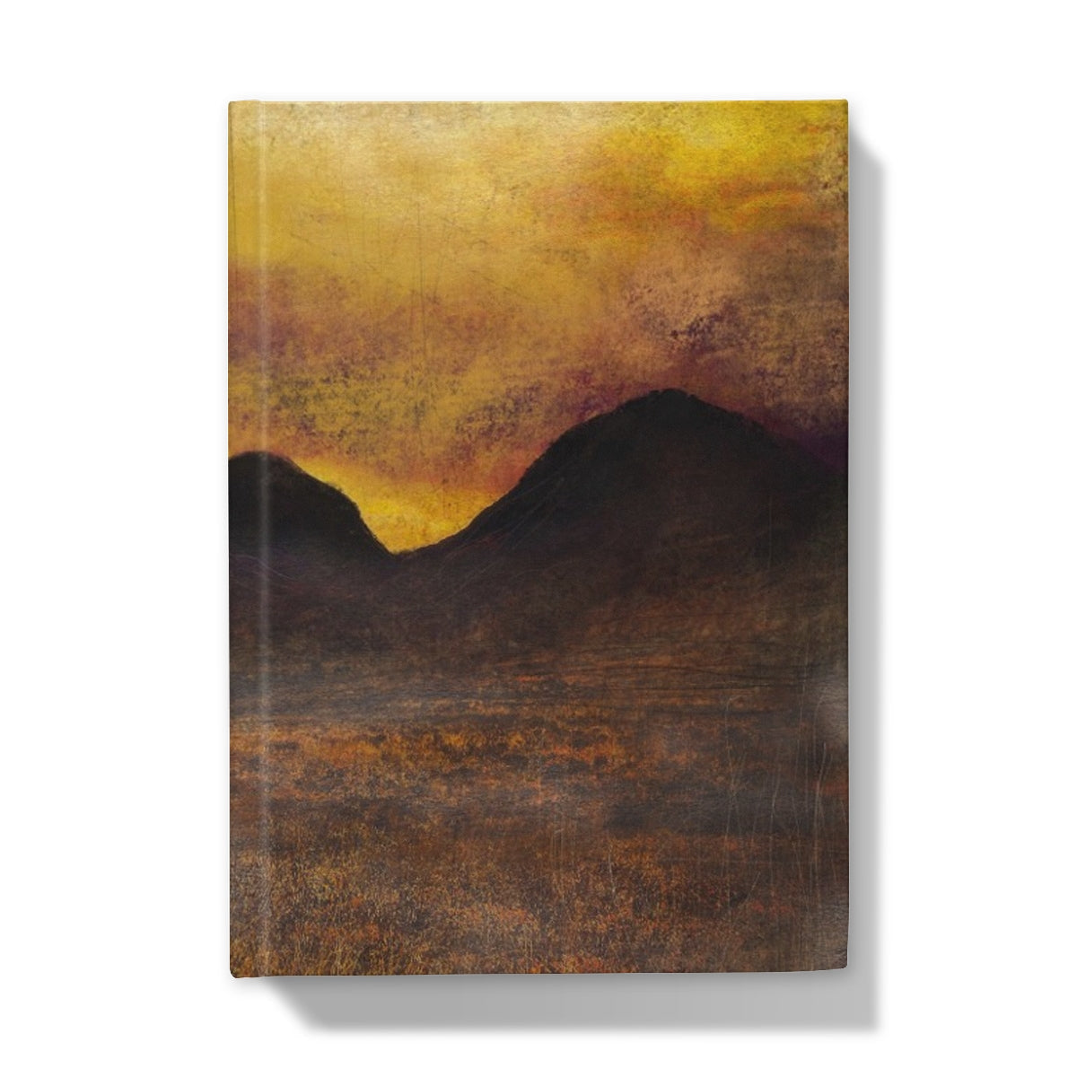 Yellow and brown abstract landscape art on Glencoe Moonlight journal