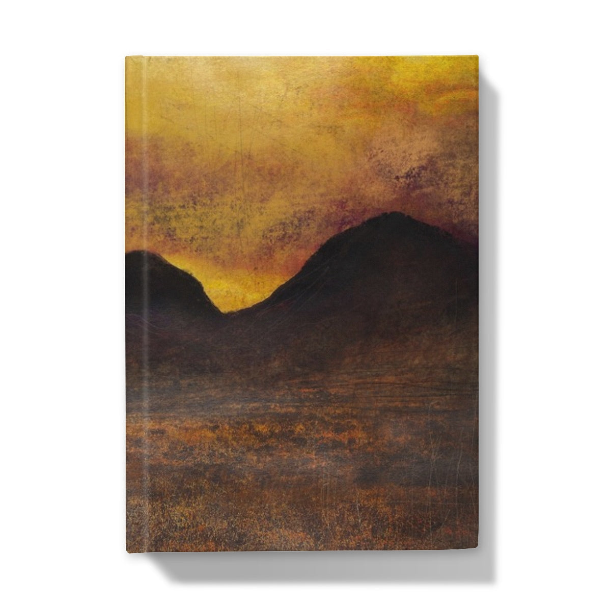 Yellow and brown abstract landscape art on Glencoe Moonlight journal