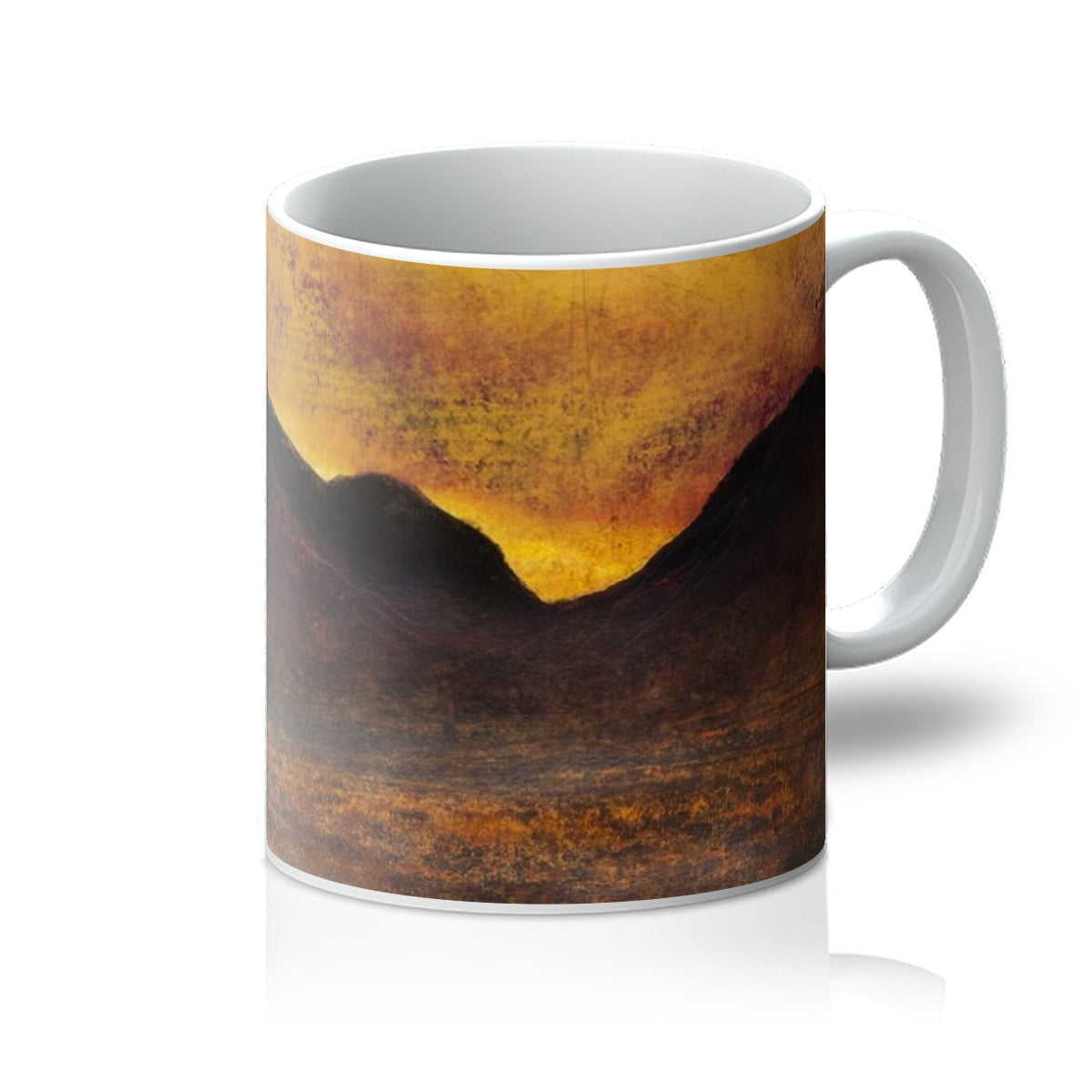 Glencoe Moonlight Mug with rusted metal texture in brown orange hues