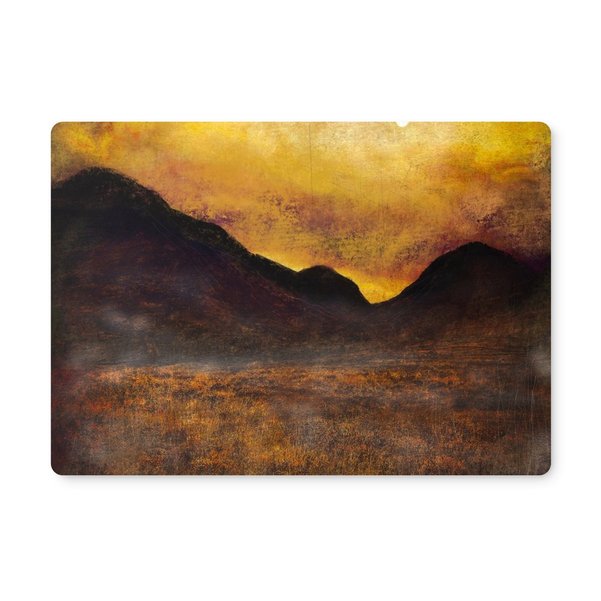 Yellow orange sunset landscape wall art print on Glencoe Moonlight Placemat