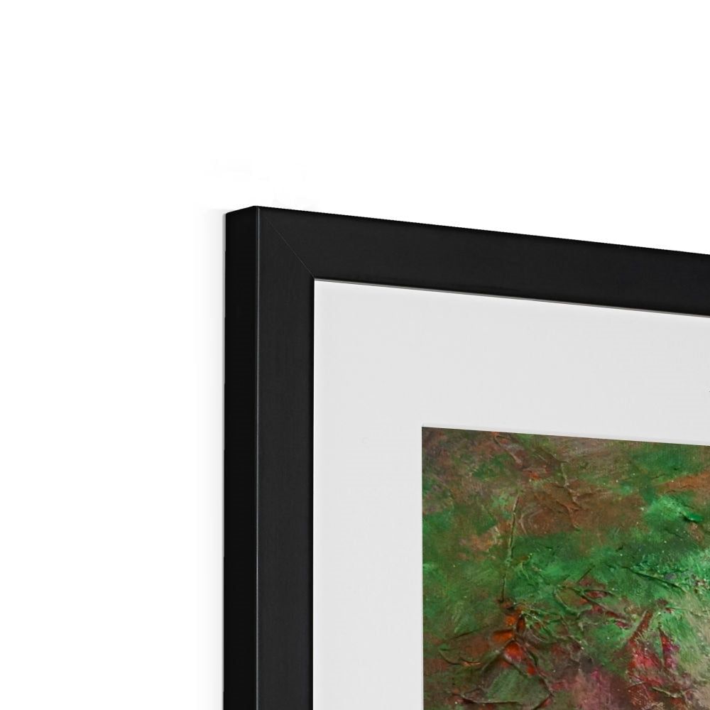 Glencoe Northern Sky art print: black framed abstract with textured green red elements