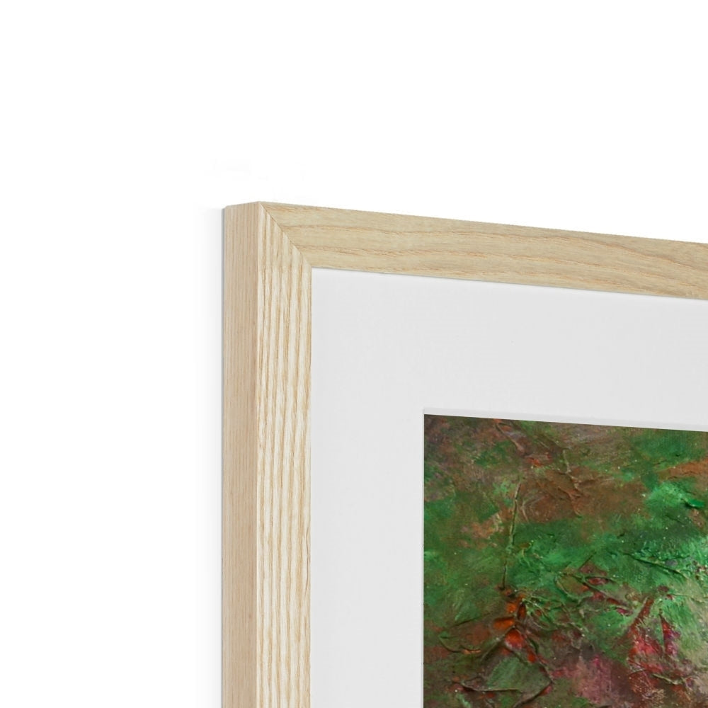 Glencoe Northern Sky abstract green painting in light wood frame with white mat