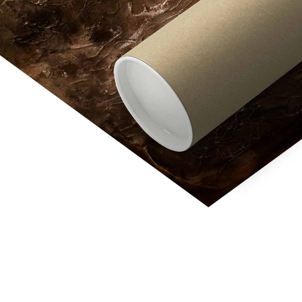 White cylindrical cardboard tube of Glencoe Northern Sky artist proof print