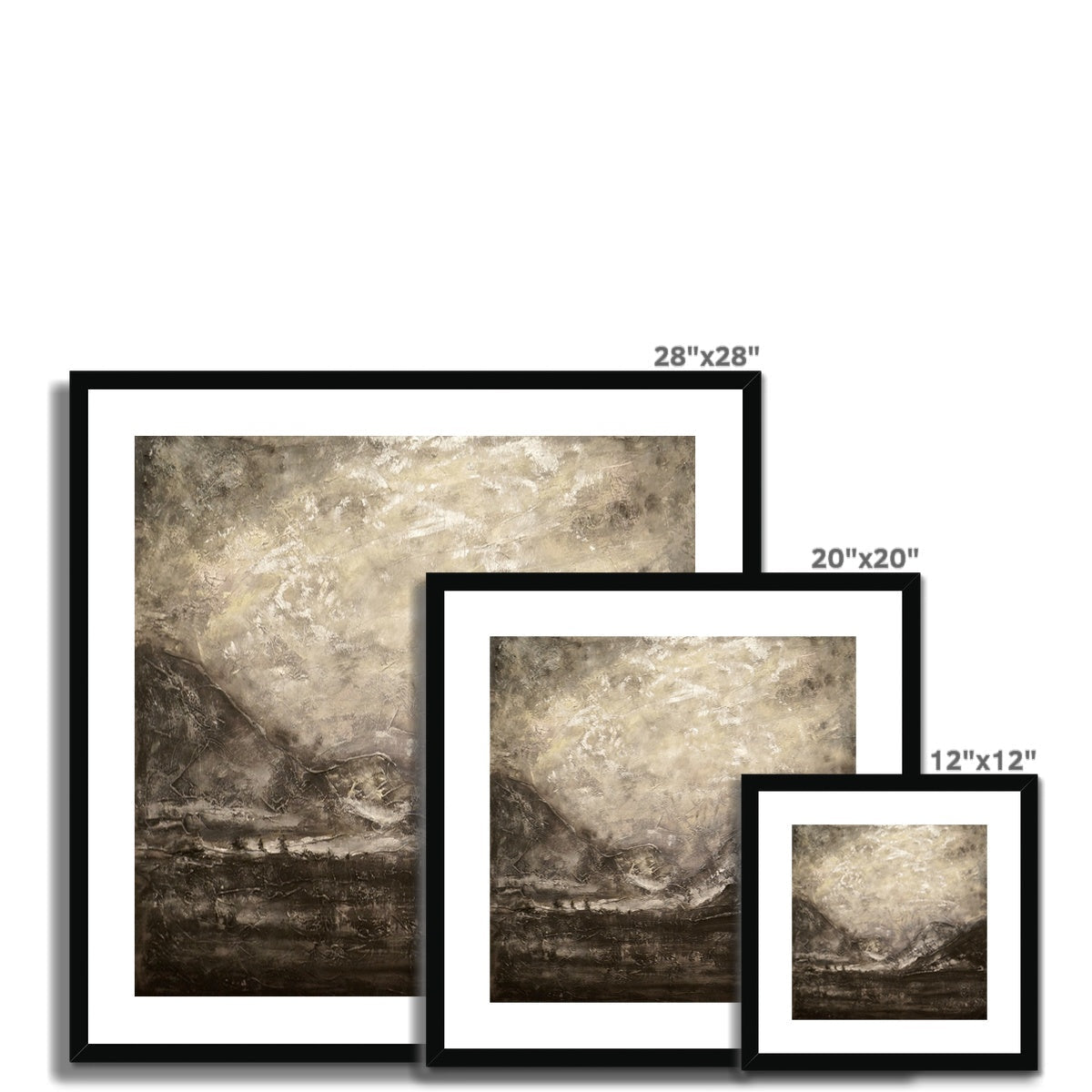 Glencoe Silver Moonlight 28x28 black-framed abstract landscape print