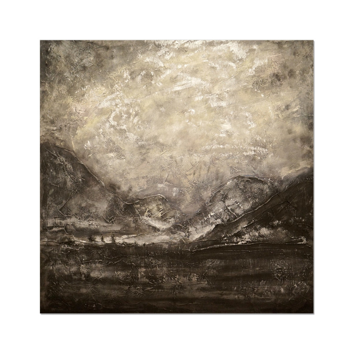 Glencoe Silver Moonlight abstract landscape print in muted earth tones
