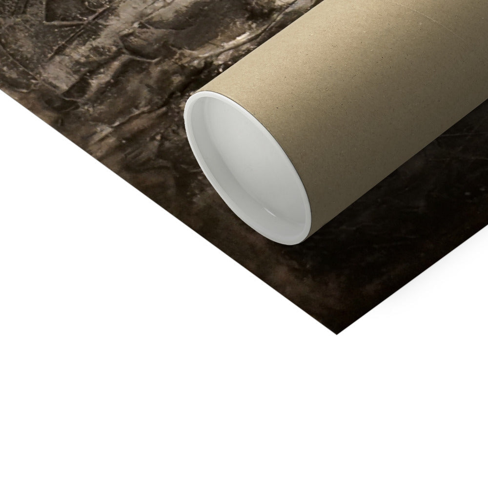 Brown textured paper roll with white core in Glencoe Silver Moonlight print