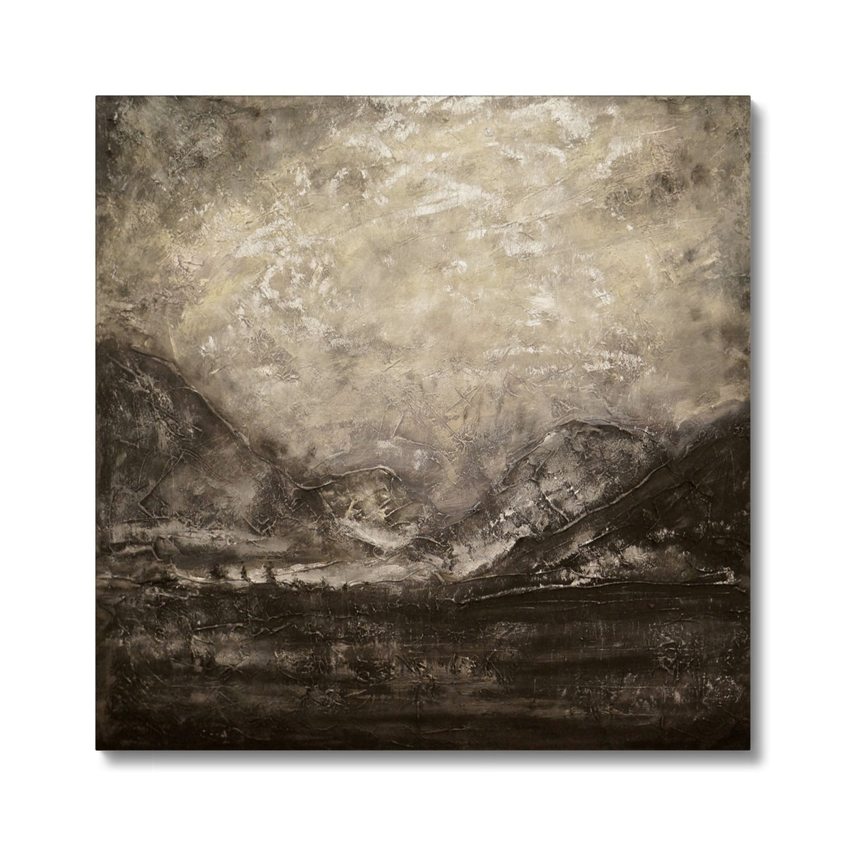 Abstract Glencoe silver moonlight mountain landscape canvas print