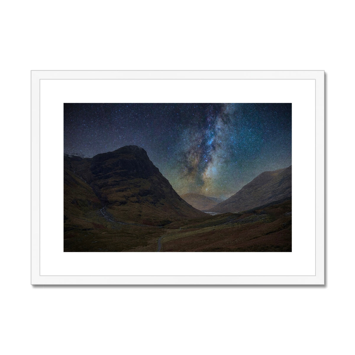 White framed Milky Way poster in Glencoe Starlight print