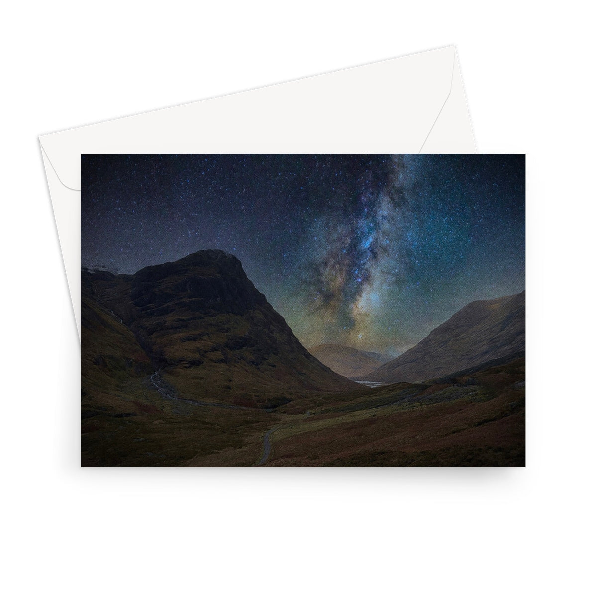 Glencoe Starlight Greeting Card with Milky Way over Mountains