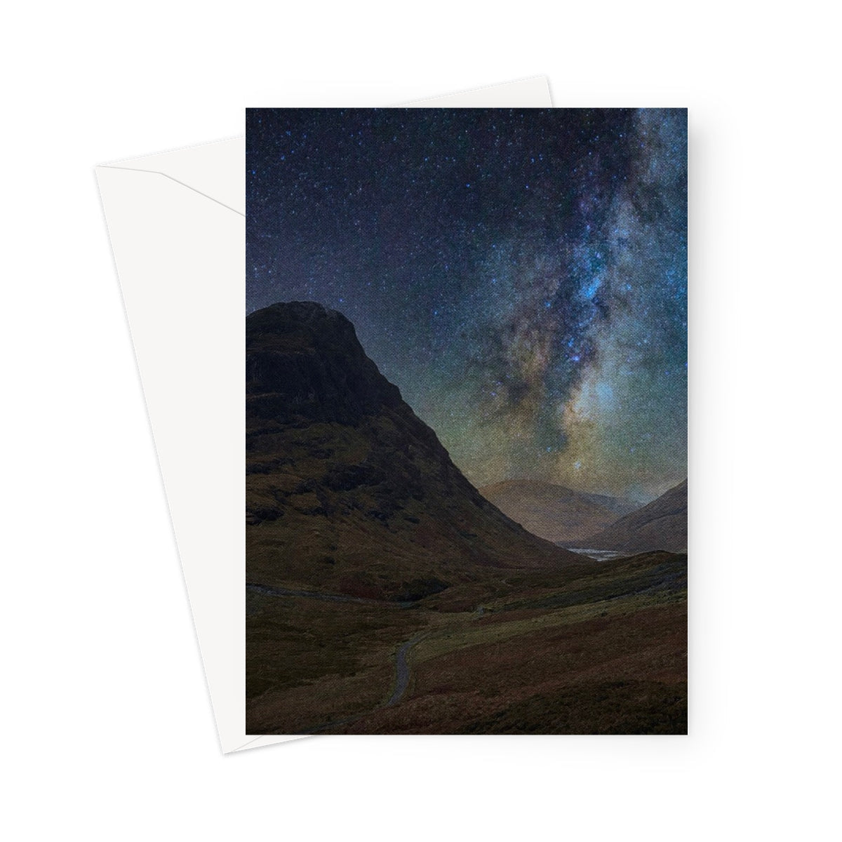 Glencoe Starlight Greeting Card: starry night mountain landscape