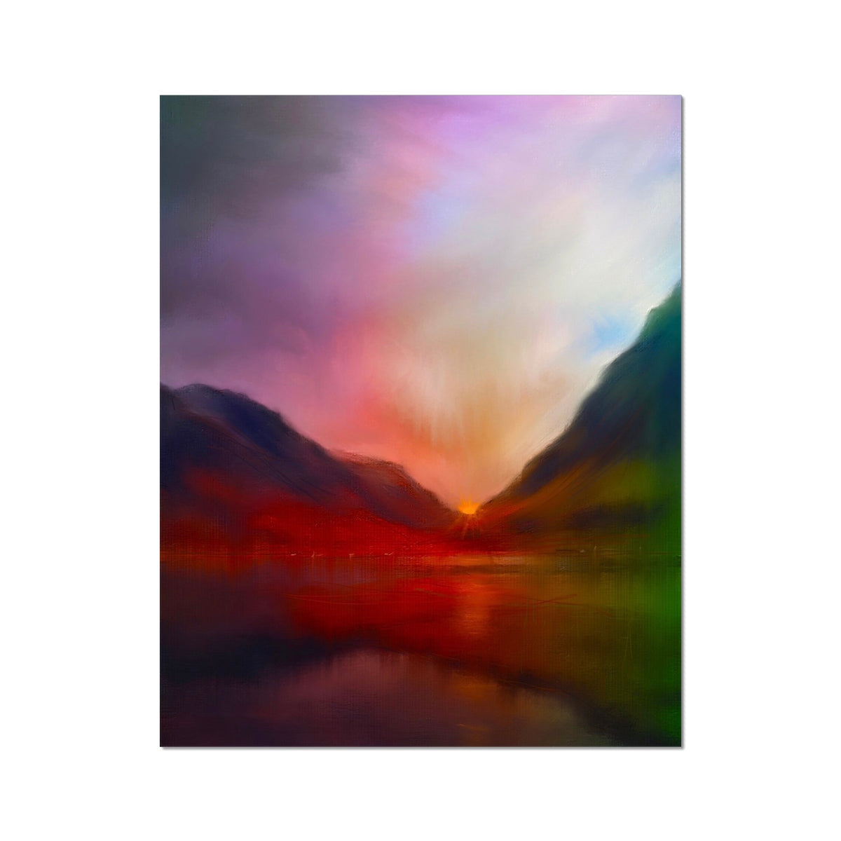 Vibrant rainbow abstract Glencoe Sunset artist proof canvas print