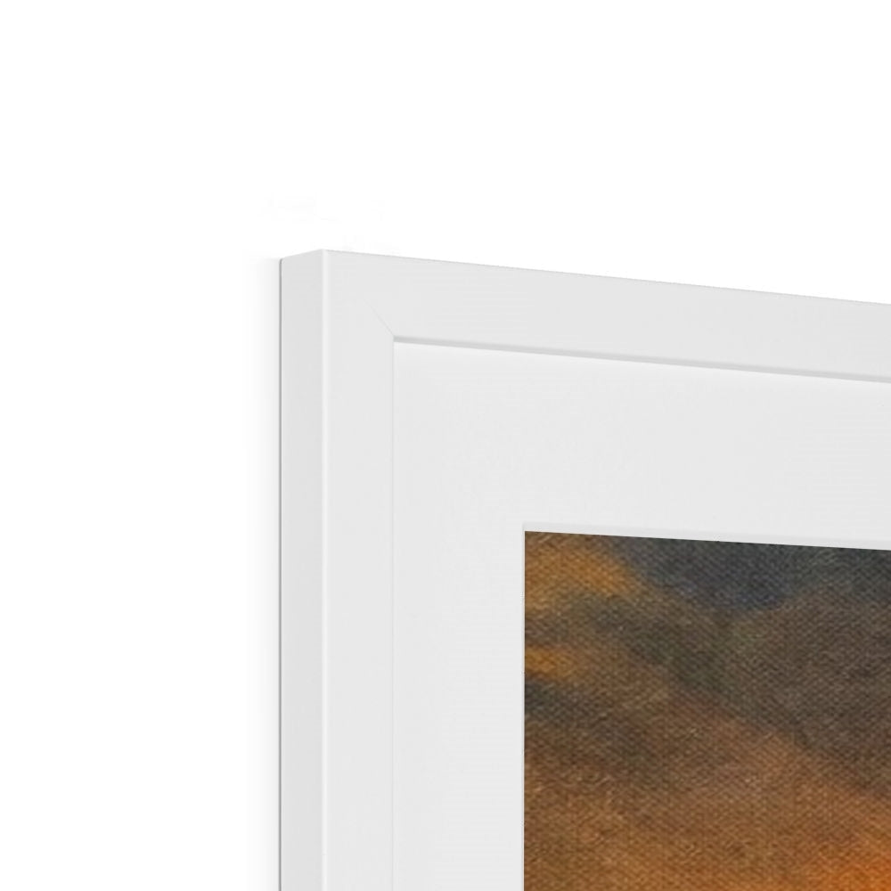 White modern frame with black and gold abstract A Glencoe Sunset Stag print