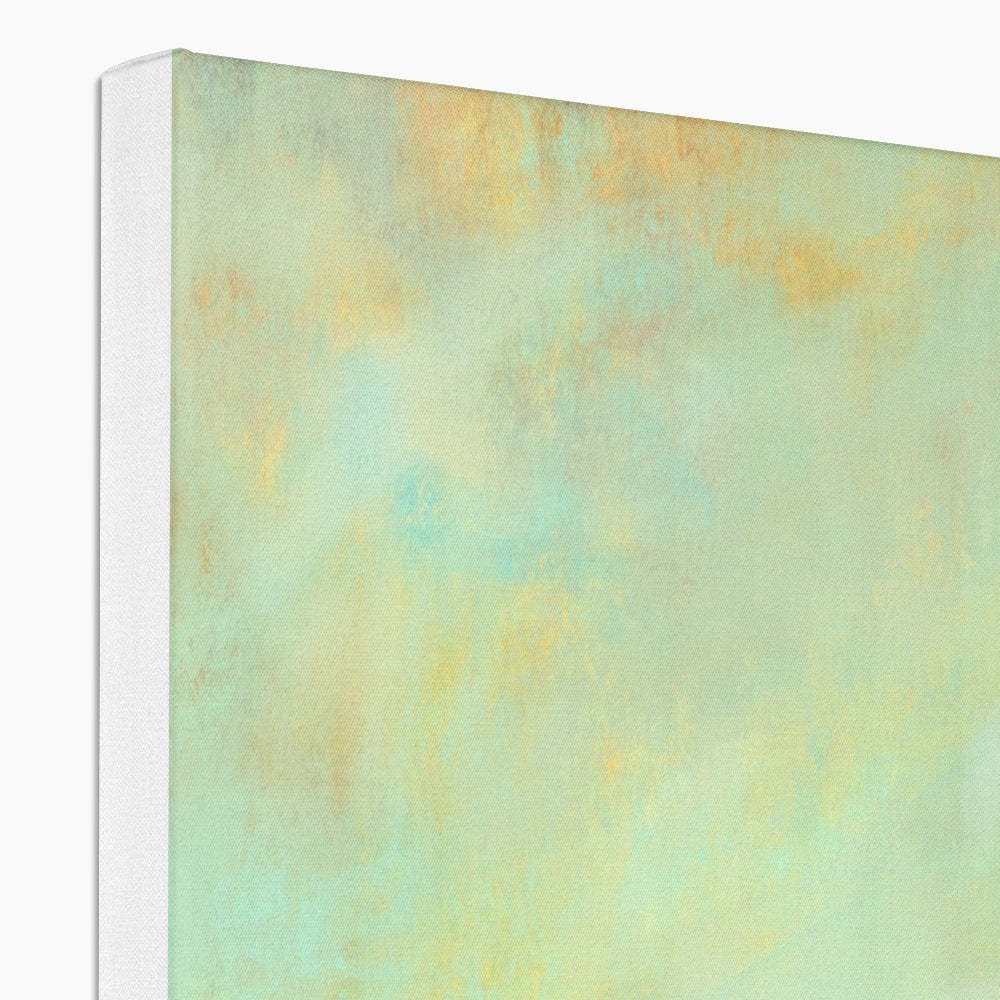 A light green and yellow abstract canvas print.