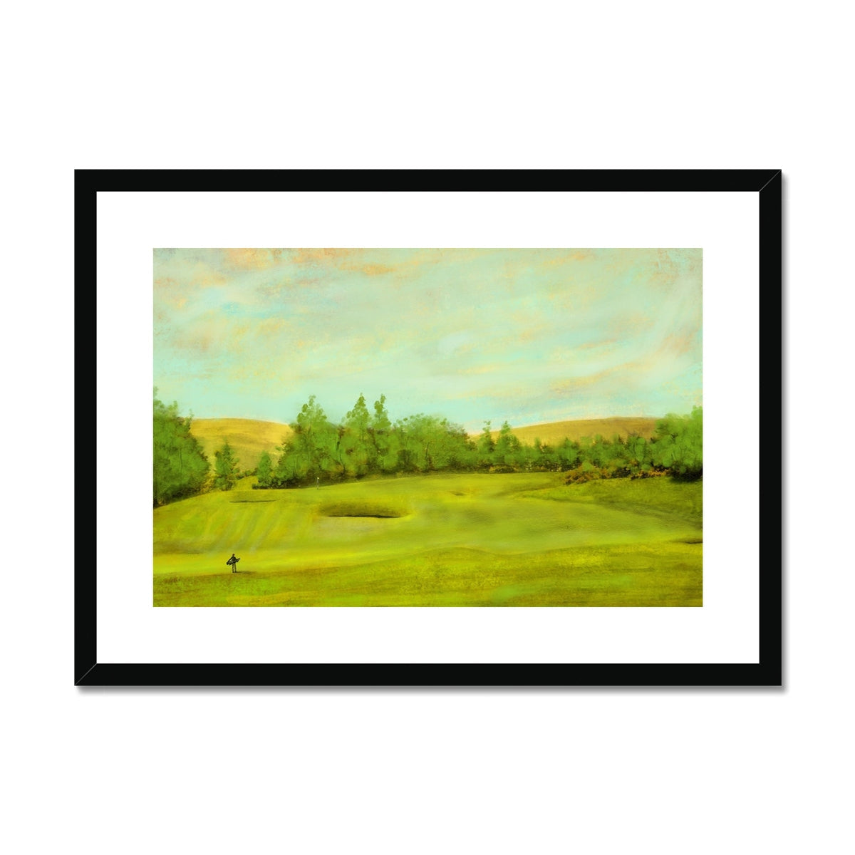 Framed golf course landscape painting from Glen Eagles King’s Golf Course print