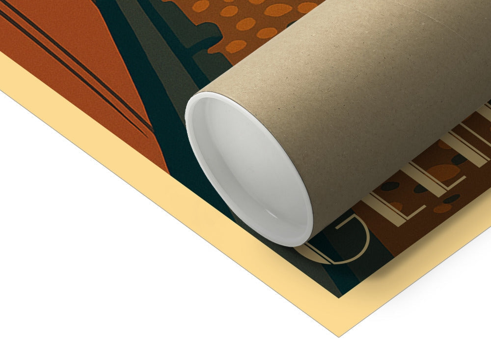 Brown cardboard tube with black rubber seal for Glenfinnan Express Harry Potter print