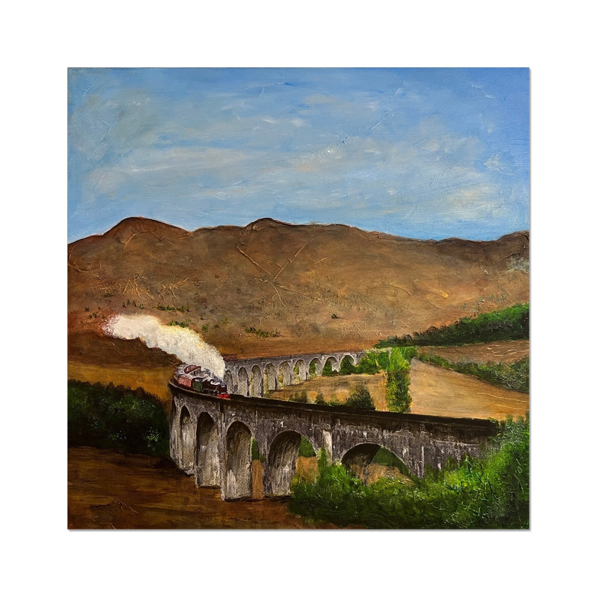 Glenfinnan Viaduct steam locomotive bridge model train set print