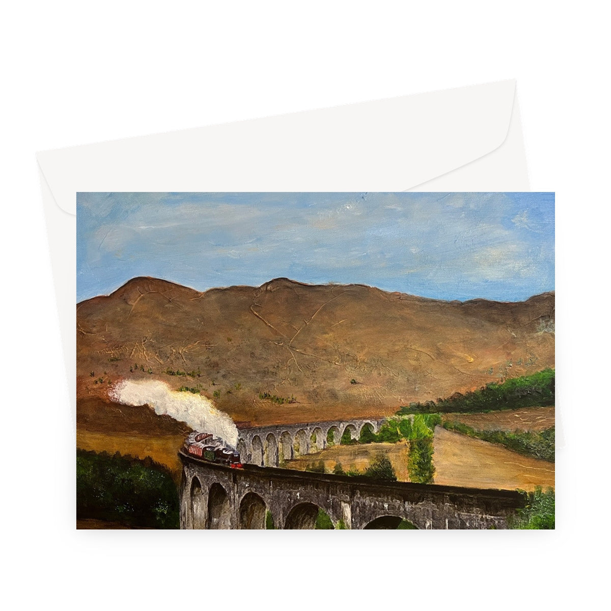 Glenfinnan Viaduct steam locomotive greeting card