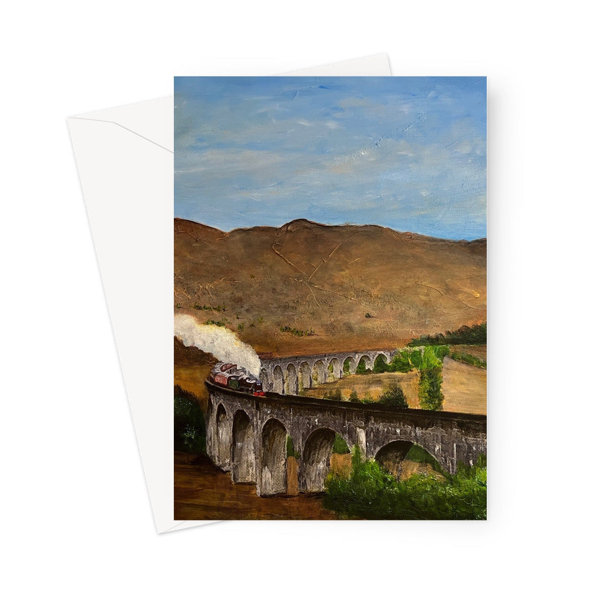 Steam locomotive on Glenfinnan Viaduct greeting card