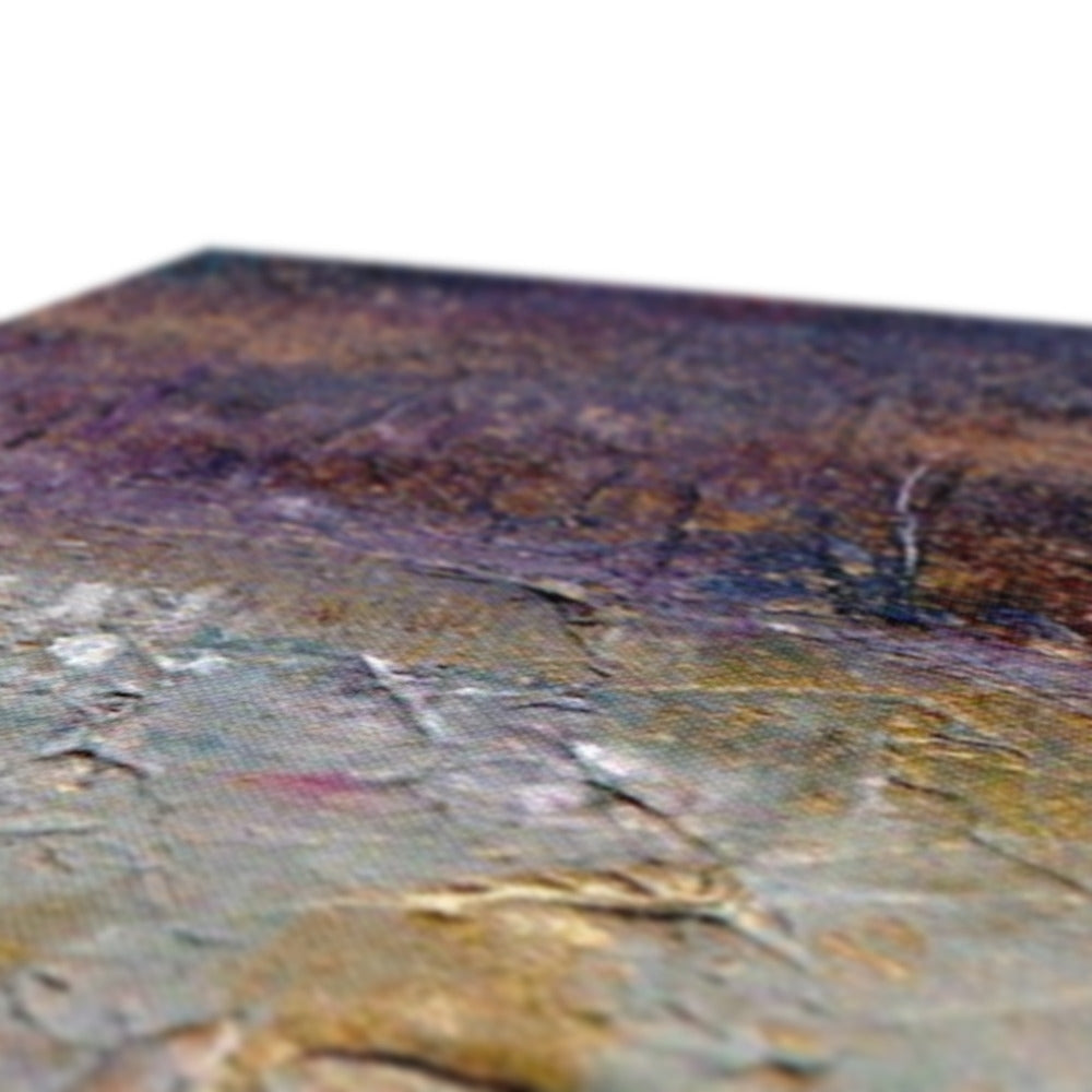 A Golden Forest Canvas: abstract textured layers in earthy brown, purple, green