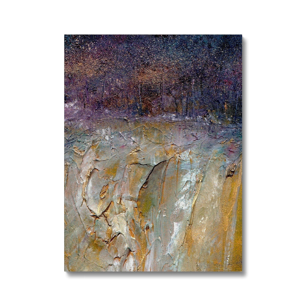 A Golden Forest Canvas: textured abstract painting in earthy tones on starry sky