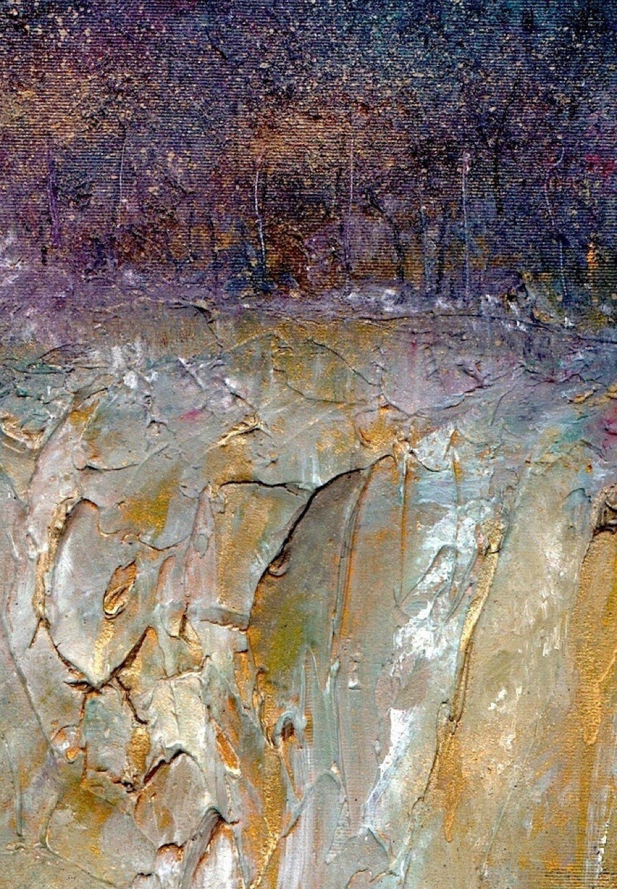 Textured abstract landscape painting titled A Golden Forest Abstract Original Painting