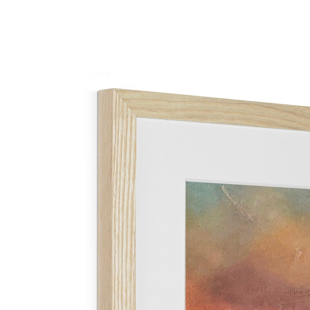 Framed Golden Gate Bridge abstract print in light wood frame with white mat