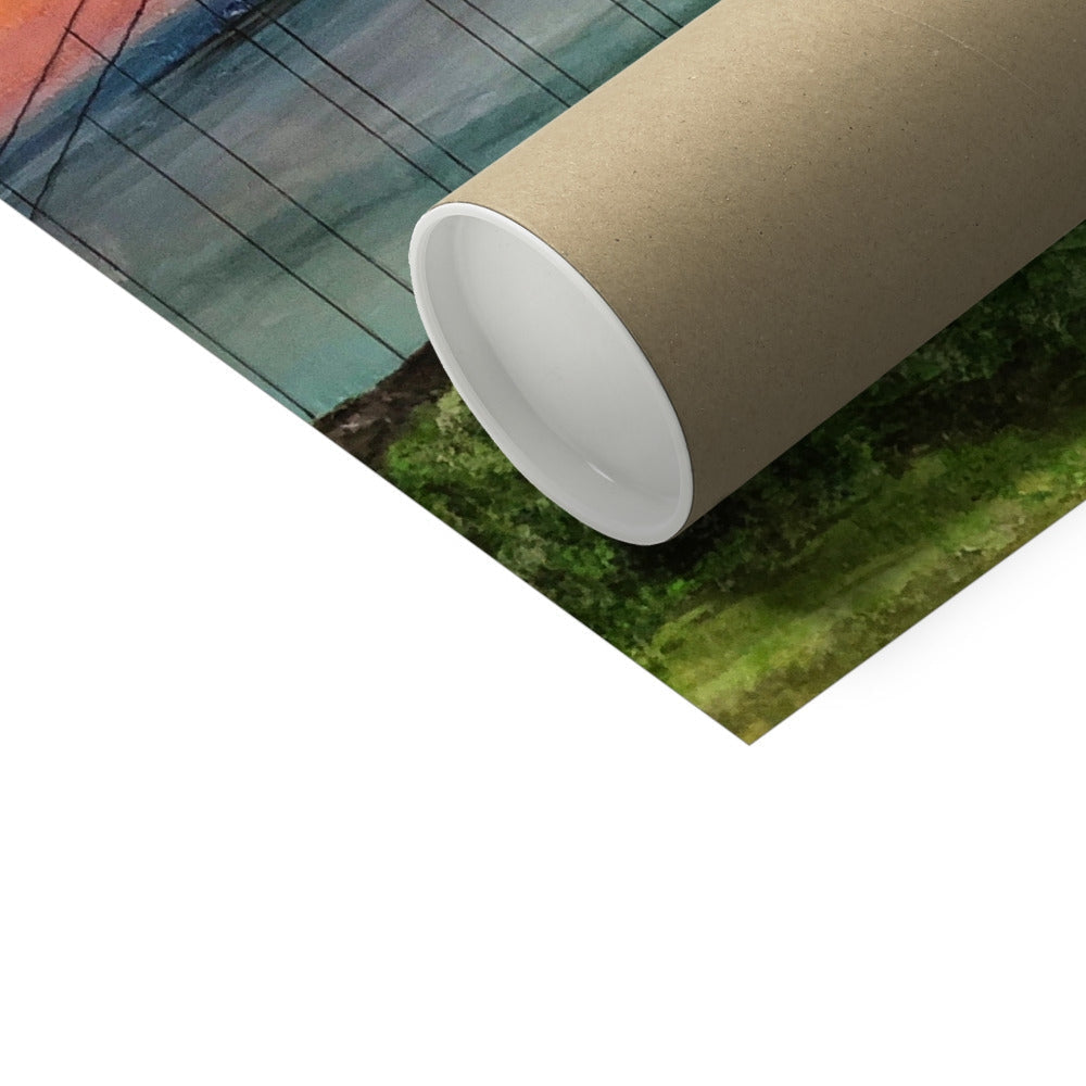 Brown Cardboard Tube with Black Netting Wrapping for Golden Gate Bridge Hahnemuhle German Etching Print