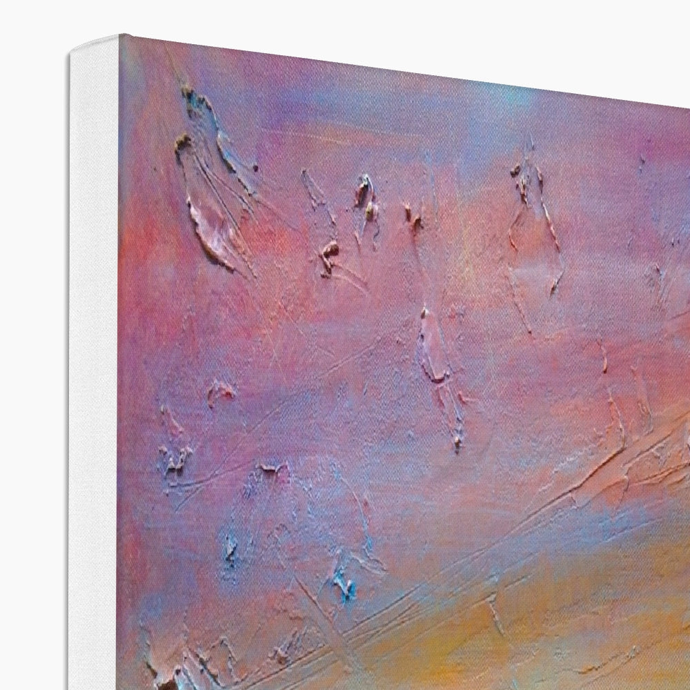 Textured canvas print featuring vibrant abstract colors for Gourock Golf Club Sunset Canvas