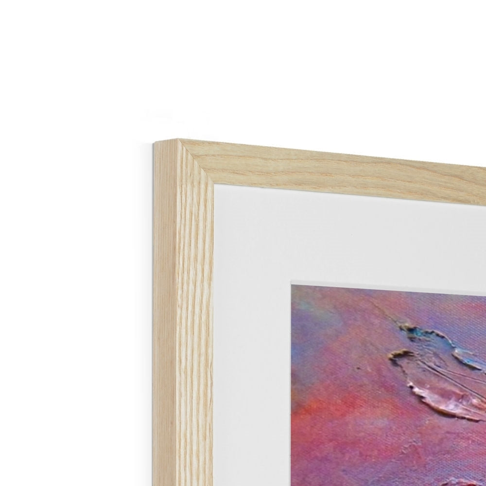 Light wood-framed Gourock Golf Club Sunset print with white mat for elegant display