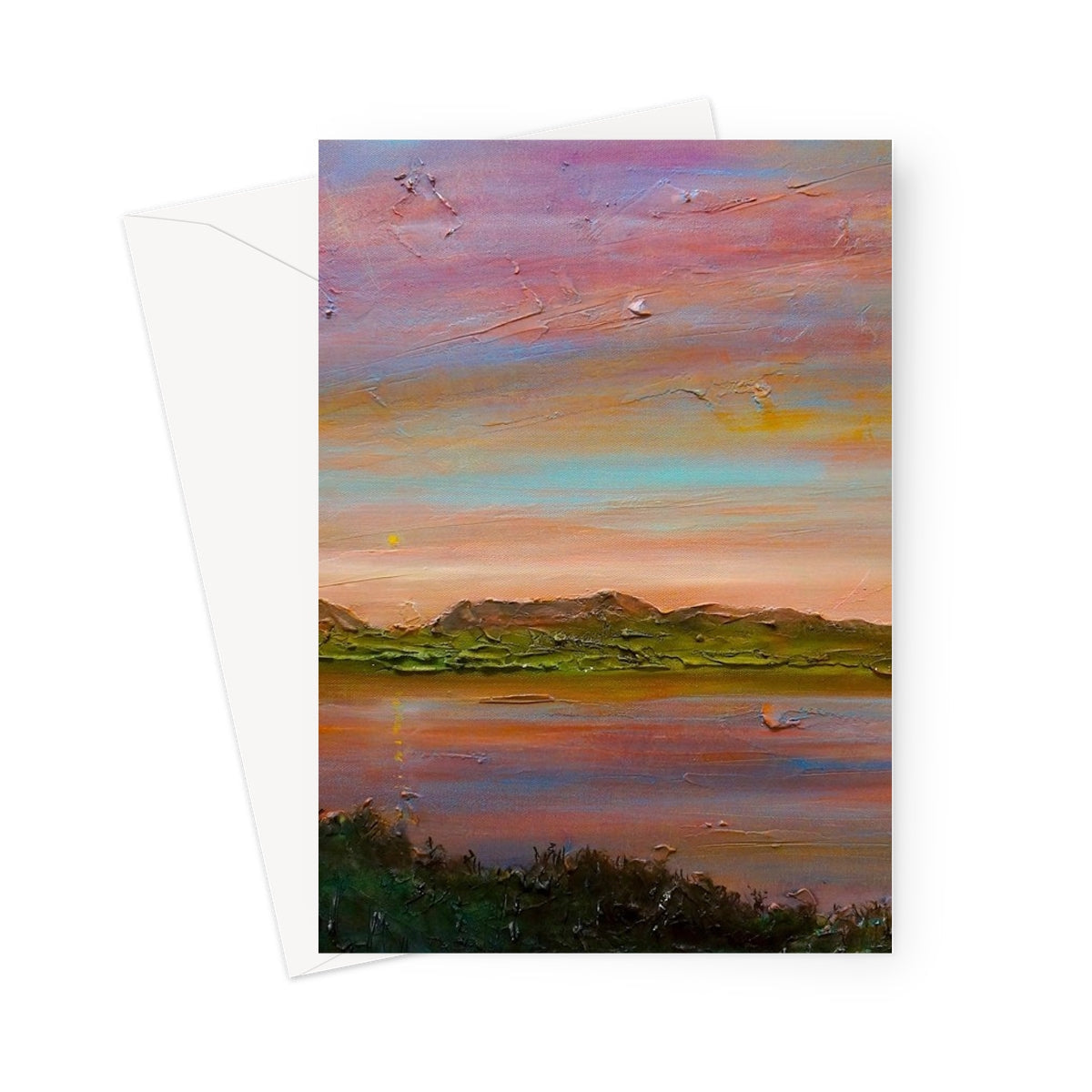 Artistic landscape Gourock Golf Club Sunset Greeting Card with envelope