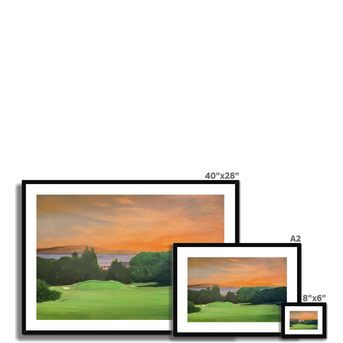 40x28 inch framed Gourock Golf Club Tower Hill sunset print