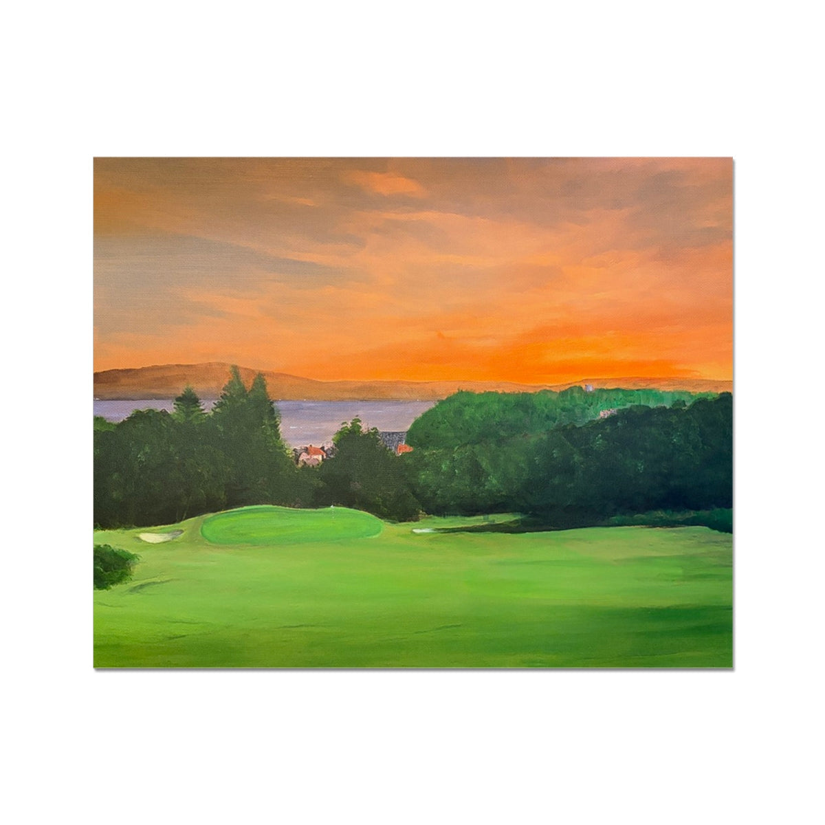 Gourock Golf Club Tower Hill artist proof print with green course and sunset sky