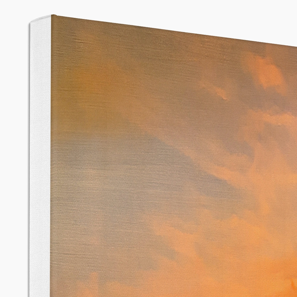 Gold textured canvas wall art in orange yellow hues Gourock Golf Club Tower Hill print