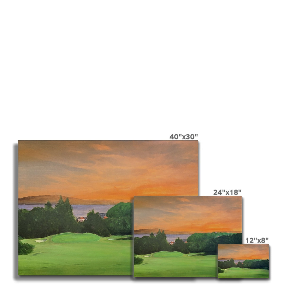 40x30 inch Gourock Golf Club Tower Hill sunset canvas print