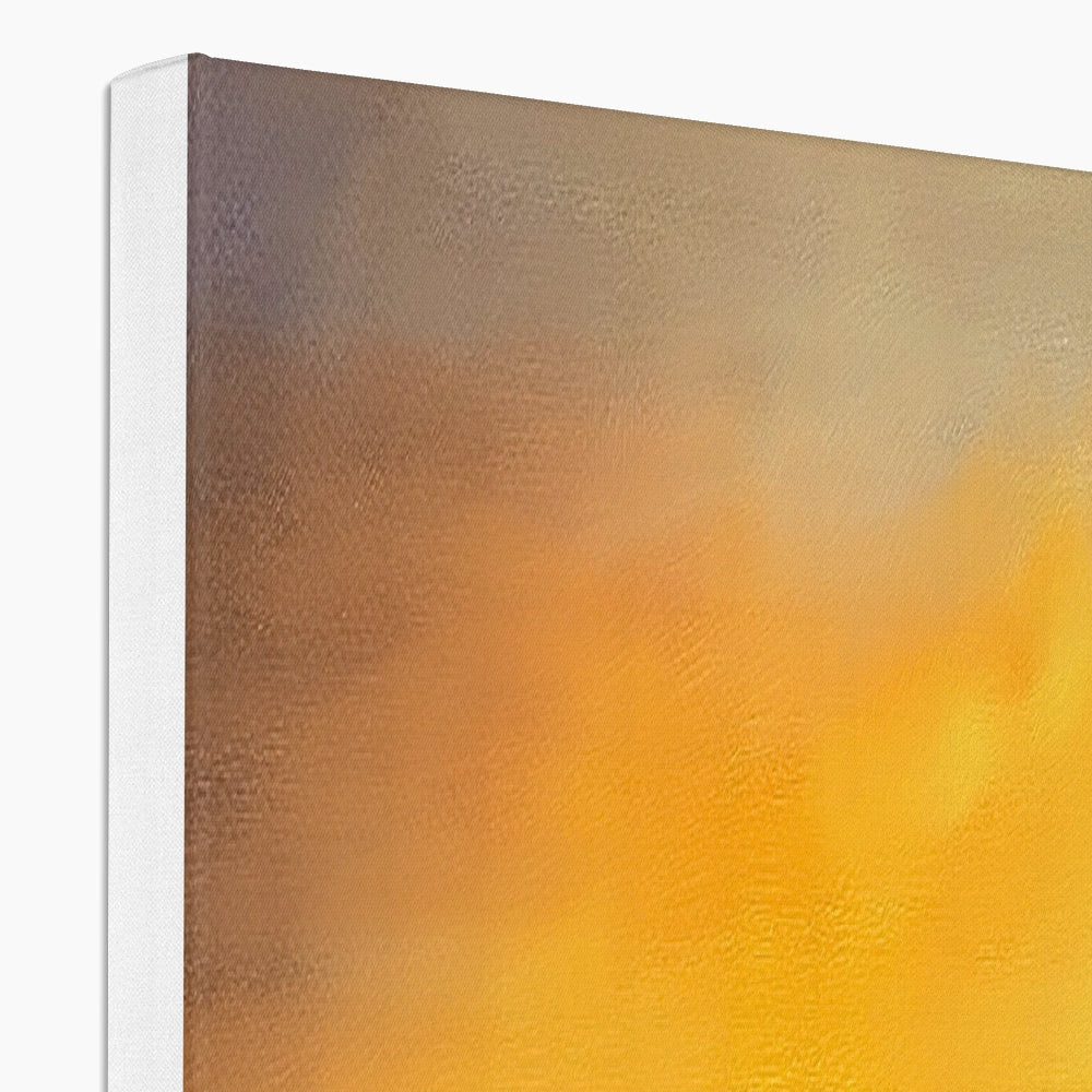 Gourock Sunset from Cardwell Bay gold orange abstract canvas print in white frame