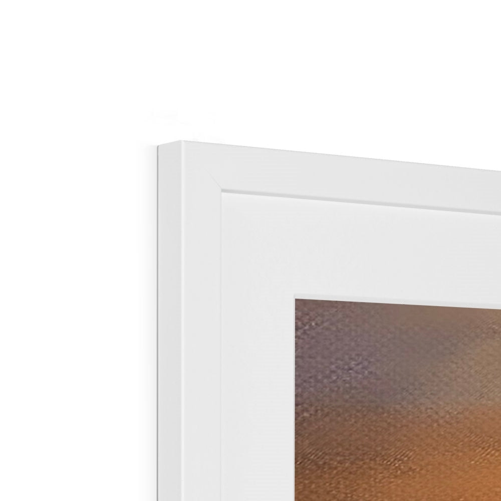 White framed abstract art print with textured surface and warm earth tones from Gourock Sunset From Cardwell Bay