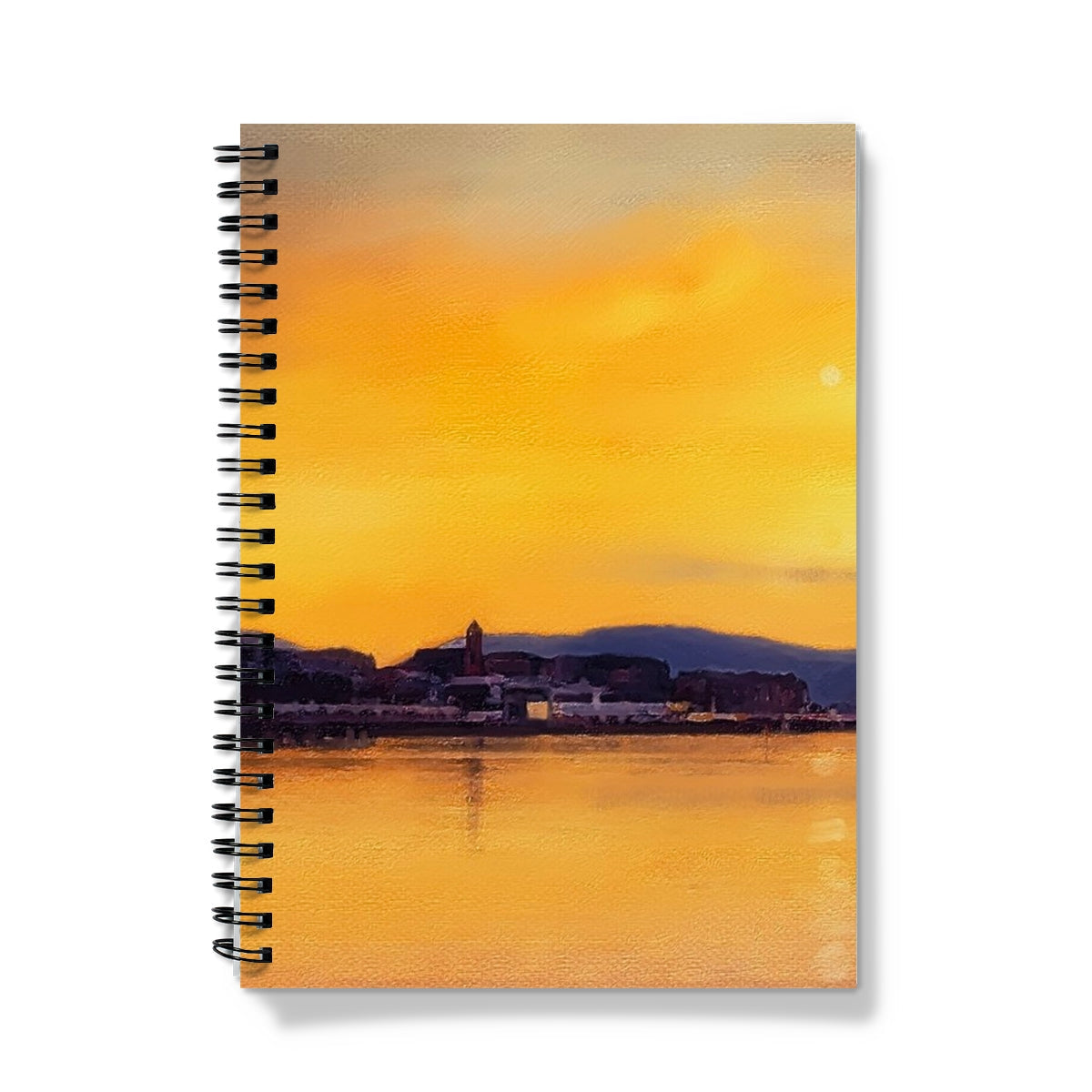 Spiral-bound Gourock Sunset From Cardwell Bay Notebook with sunset landscape cover in warm hues