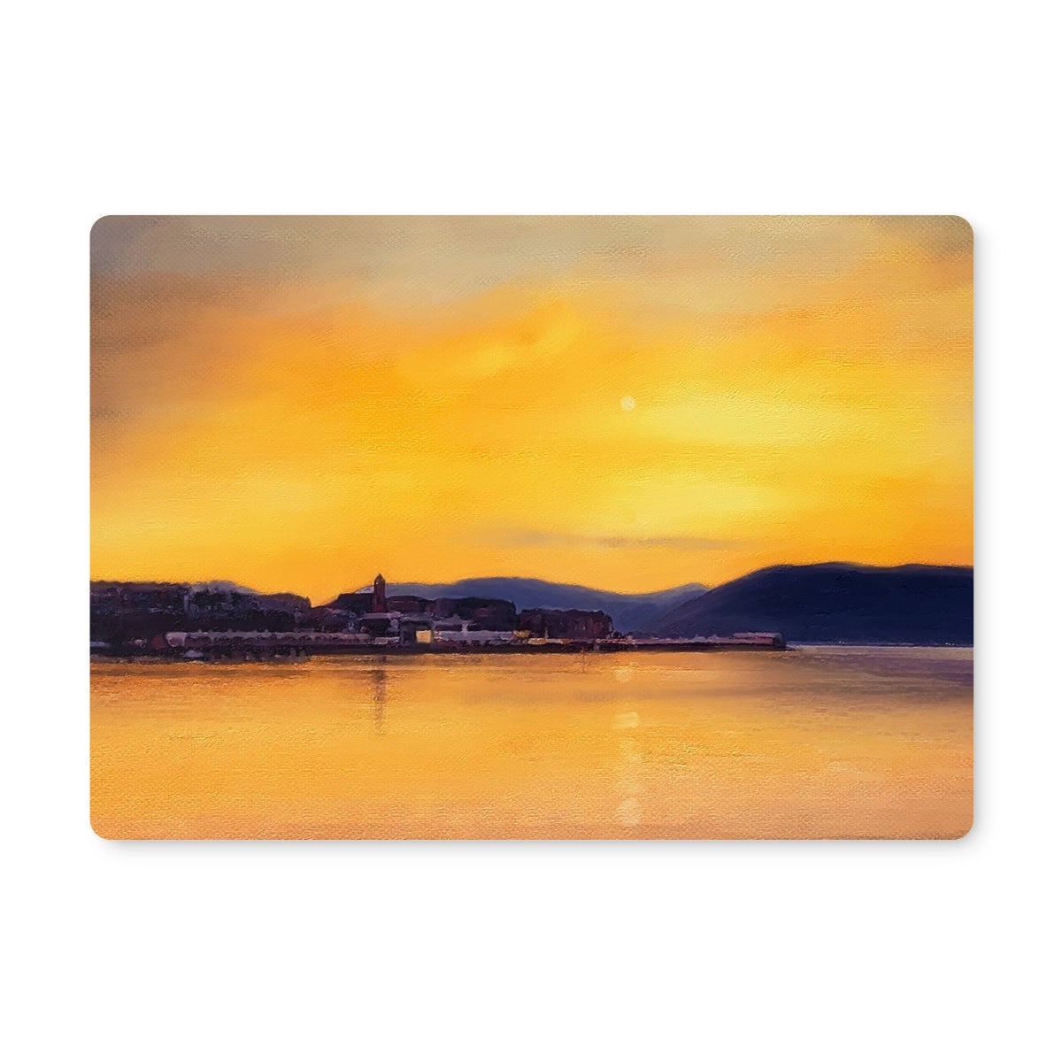 Yellow and orange sunset cityscape magnet on Gourock Sunset From Cardwell Bay Placemat
