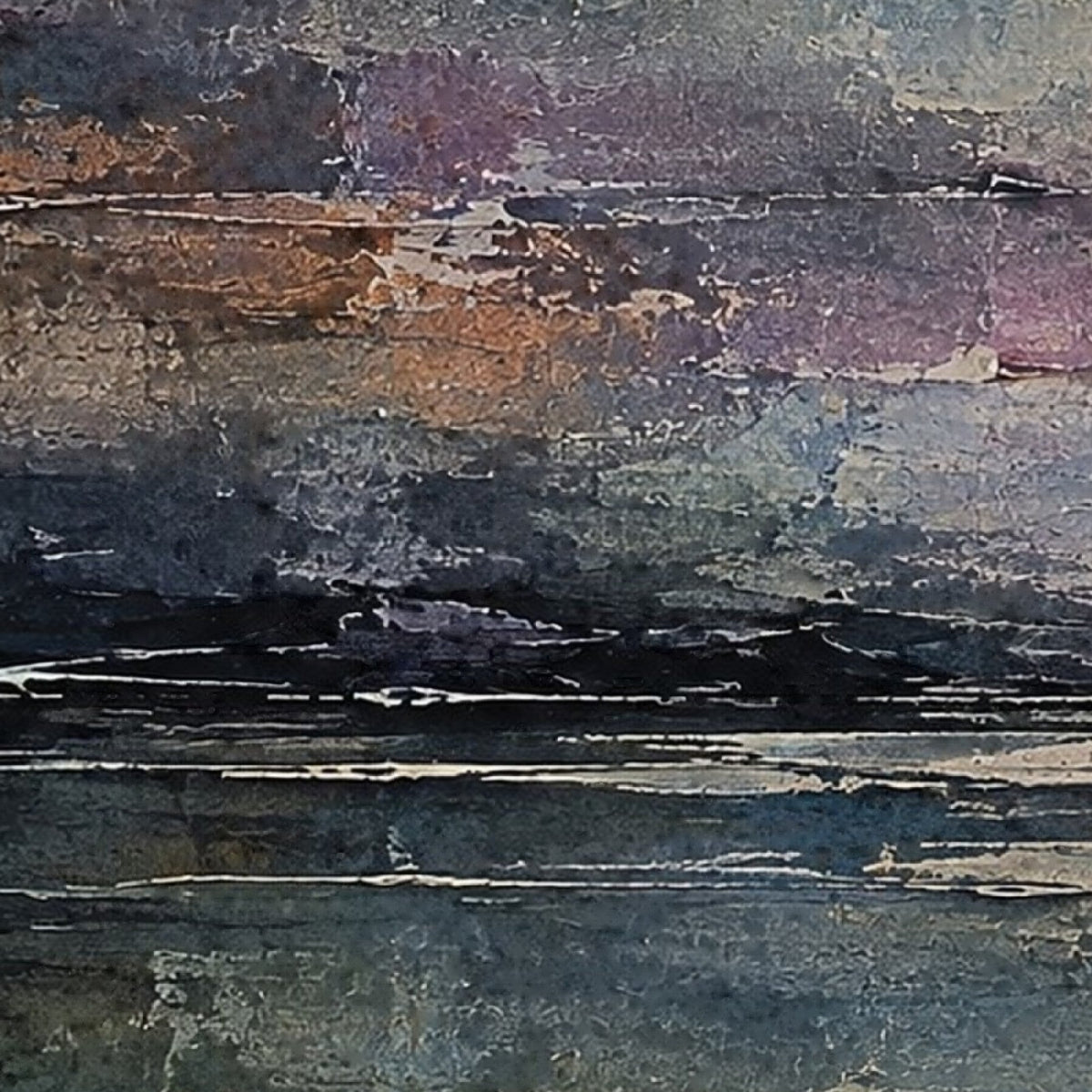 Detail of Haar Horizon canvas print showing scraped texture and horizontal paint runs