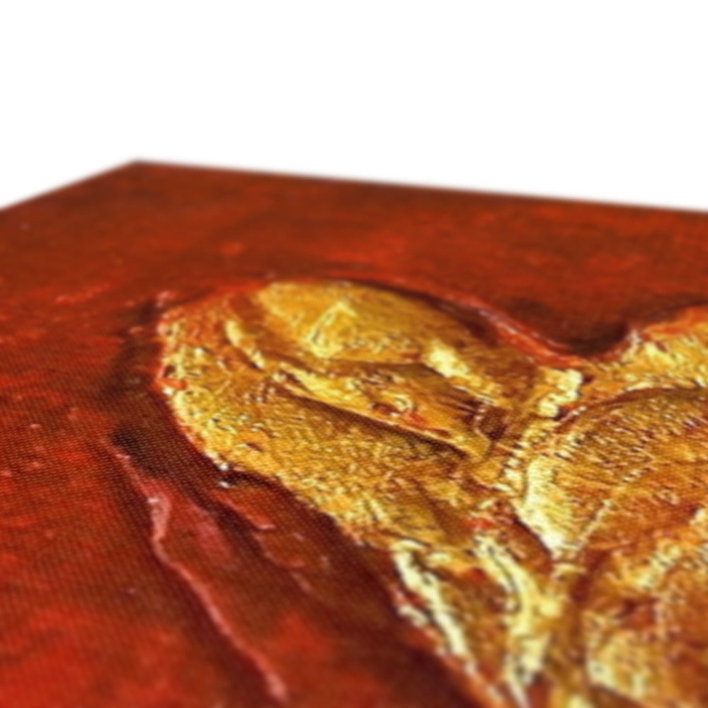 Gold leaf heart-shaped pendant necklace on Hearts Canvas Prints