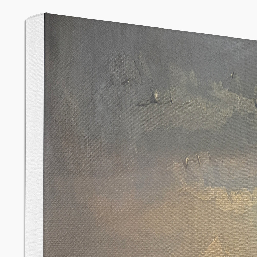 A Hebridean Croft House canvas painting in gray-to-gold gradient